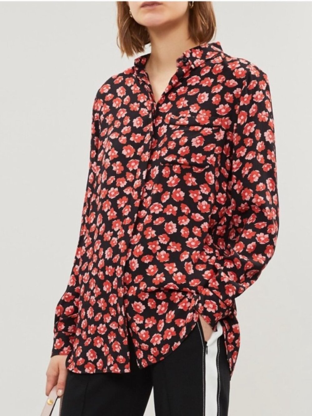 Ganni Lindale Crepe viscose Floral Poppy Print Blouse /shirt/Top Sz 4